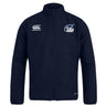 The Play Rugby USA Club Track Jacket by EMB Canterbury features a navy design with "Canterbury" and "Play Rugby" chest logos. Lightweight and sporty, it's ideal for active days.