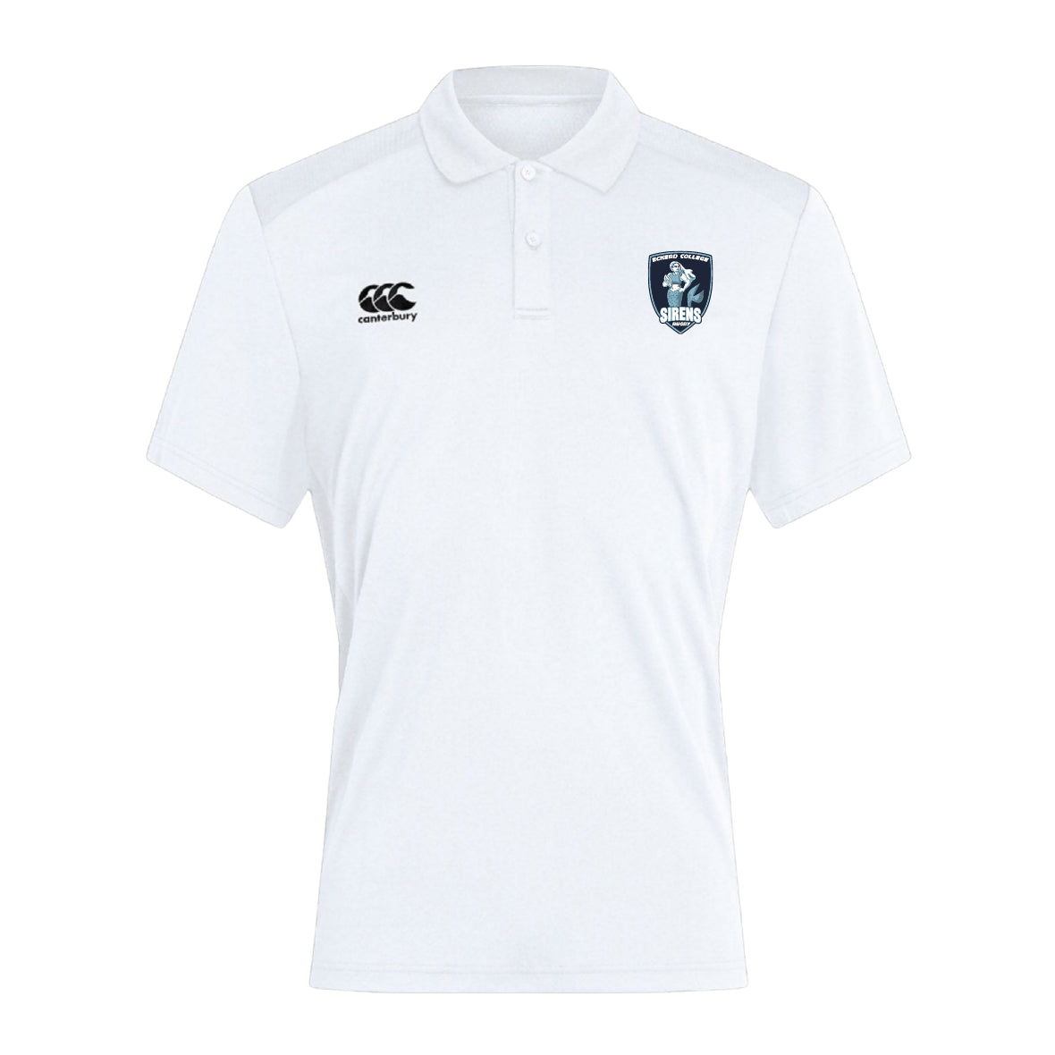 The EMB Canterbury Eckerd College Club Dry Polo features a collar, short sleeves, two chest logos, and Vapodri Technology for breathability and comfort.