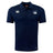 The Play Rugby USA Club Dry Polo by EMB Canterbury is a navy blue, breathable short-sleeve polo featuring a collar, "Canterbury" logo on the right chest, and "Play Rugby" logo on the left.