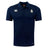 The Five Star Rugby Club Dry Polo by EMB Canterbury features navy blue, short sleeves, a collared neckline with three buttons, chest embroidery, and breathable Vapodri Technology for comfort all day.