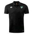 The Siena College Club Dry Polo by EMB Canterbury is a black shirt with a "Siena Rugby" patch and features Vapodri Technology for breathable, moisture-wicking comfort.