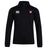 The Superior Rugby Club 1/4 Zip Mid Layer Training Top by EMB Canterbury features black fleece fabric, a Canterbury logo on the right chest, and a red and white stylized "S" emblem on the left.