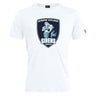 The WRS Canterbury Eckerd College Club Plain Tee by Canterbury is a white cotton blend shirt featuring a large “Eckerd College Sirens Rugby” logo with a mermaid holding a rugby ball on the front—ideal for team pride and comfort.