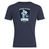 The Eckerd College Club Plain Tee by WRS Canterbury is a navy cotton blend t-shirt featuring the "Eckerd College Sirens Rugby" mermaid logo—perfect for rugby fans seeking comfort, style, and customization.
