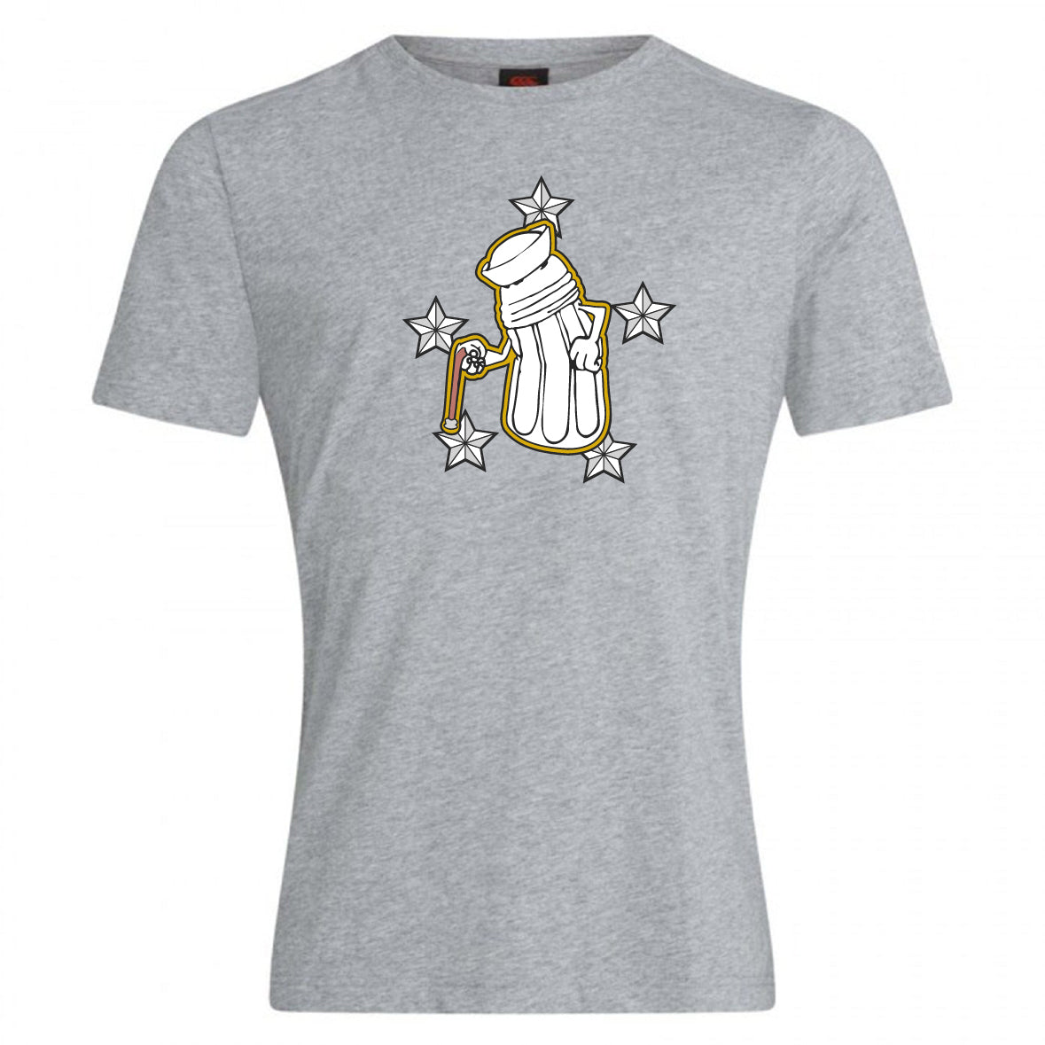The Five Star Rugby Club Plain Tee by WRS Canterbury features a golf bag and four stars graphic on the chest; made from a comfortable cotton blend, it's ideal for any golf fan.