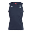 Sleeveless navy blue Eckerd College Club Dry Singlet by EMB Canterbury with team and EMB Canterbury logos on the chest—ideal athletic gear for top performance.