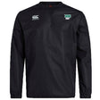 The Siena College Club Vaposhield Contact Top by EMB Canterbury is a black long-sleeve rugby jacket featuring the "Canterbury" logo on the left and the "Siena Rugby" emblem on the right chest, made with Micro Diamond ripstop fabric and VapoShield for durability and water resistance.