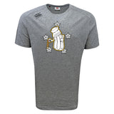 The Five Star Rugby Tempo Vapodri T-Shirt by WRS Canterbury is a grey, moisture-wicking sports tee with a foaming beer mug and five silver stars graphic on the front, blending playful style and classic comfort.
