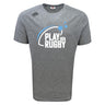 The Play Rugby USA Tempo Vapodri T-Shirt by WRS Canterbury features "PLAY RUGBY USA" text, a blue front graphic, and Canterbury logo on the shoulder—designed for athletic performance, comfort, and style.