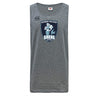 A grey Eckerd College Tempo Vapodri Singlet by WRS Canterbury, made from recycled polyester for comfort and performance, features a sleeveless design and the "SCHS SIRENS RUGBY" logo with a mermaid holding a rugby ball on the front.