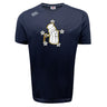 The Five Star Rugby Tempo Vapodri T-Shirt by WRS Canterbury is a navy blue, short-sleeve sports tee featuring a cartoon hand with a beer tap and four white stars; made from moisture-wicking fabric for all-day comfort.
