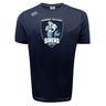 The Eckerd College Tempo Vapodri T-Shirt by WRS Canterbury features a mermaid with a rugby ball and "Eckerd College Sirens Rugby" logo on navy blue, crafted with moisture-wicking fabric for cool, comfortable performance.