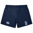 The Eckerd College Women's Yokohama Short by EMB Canterbury features a navy design with a white Canterbury logo and shield emblem, ideal as women’s rugby shorts or for fans of the Yokohama style.
