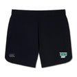 Enjoy elite comfort with Siena College Women's Elite Woven Shorts by EMB Canterbury, featuring a Siena Rugby logo on the right leg and a Canterbury logo on the left. Designed for lightweight wear, these black shorts come with zippered pockets for convenience.