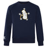 The Five Star Rugby Club Crew Sweatshirt by WRS Canterbury is a navy blue, ultra-soft top with a cartoon golf bag, clubs, and five white stars on the chest, plus a small embroidered CCC logo on the left sleeve.