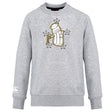 The Five Star Rugby Club Crew Sweatshirt by WRS Canterbury is a grey ultra-soft sweatshirt featuring a gold-outlined golf bag graphic with clubs, four stars, and an embroidered CCC logo on the left sleeve.