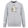 The Five Star Rugby Club Crew Sweatshirt by WRS Canterbury is a grey ultra-soft sweatshirt featuring a gold-outlined golf bag graphic with clubs, four stars, and an embroidered CCC logo on the left sleeve.