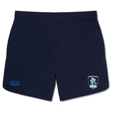 Navy blue athletic shorts made from lightweight, moisture-wicking fabric feature the Sirens team logo and Canterbury branding—ideal to pair with your Eckerd College Women's Elite Training Tee by WRS Canterbury.