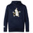 The Five Star Rugby Club Lightweight Hoodie by WRS Canterbury features a navy blue design with a white-gloved hand holding a key, surrounded by four silver stars on the front, plus a convenient kangaroo pocket.
