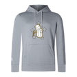 The Five Star Rugby Club Lightweight Hoodie by WRS Canterbury features a light gray color, front pocket, and gold/black-outlined telescope and five stars graphic—ideal for stargazers seeking a custom hoodie.