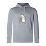 The Five Star Rugby Club Lightweight Hoodie by WRS Canterbury features a light gray color, front pocket, and gold/black-outlined telescope and five stars graphic—ideal for stargazers seeking a custom hoodie.