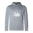 The Play Rugby USA Club Lightweight Hoodie by WRS Canterbury features "PLAY USA RUGBY" and a rugby ball graphic in white and blue, with a kangaroo pocket. Ideal for Canterbury Club fans seeking comfort and style.