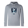 The Eckerd College Club Lightweight Hoodie by Canterbury from WRS Canterbury features a light gray design, kangaroo pocket, and Sirens Rugby logo with a mermaid holding a rugby ball on the front.