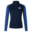 The Play Rugby USA Women's Elite First Layer by EMB Canterbury is a navy and blue long-sleeve pullover with VapoDri technology, a quarter-zip, "Play Rugby" chest logo, and a small EMB Canterbury logo on the shoulder.