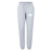 The Play Rugby USA Women's Leisure Sweatpant by EMB Canterbury features a light grey color, drawstring waist, ribbed cuffs, and "PLAY RUGBY" logo with blue stars—ideal for relaxing or stylish rugby training.