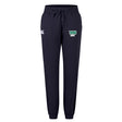 The Siena College Women's Leisure Sweatpant by EMB Canterbury features recycled polyester, a drawstring waist, and elastic cuffs. It showcases "Siena Rugby" alongside the brand logo on the front.