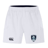The EMB Canterbury Eckerd College Advantage Short 2.0 features an elastic waistband, Sirens team logo on the right leg, and Canterbury logo on the left—ideal for sustainable sportswear enthusiasts.