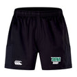Experience peak performance with the Siena College Advantage Short 2.0 by EMB Canterbury, featuring the "Siena Rugby" logo on the right and a Canterbury logo on the left. These shorts offer durability, style, and sustainability in athletic wear.