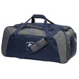 The Eckerd College Holdall Duffle Bag by EMB Canterbury features water-repellent fabric, a shoulder strap, handles, zippered compartments, and a school crest logo—ideal for carrying your rugby essentials.