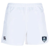 The EMB Canterbury Eckerd College Professional Polyester Rugby Short features an elastic waistband, Canterbury logo on the left leg, and Sirens team badge on the right—ideal for performance and comfort.