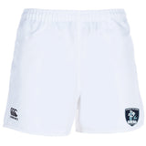 The Eckerd College Advantage Rugby Shorts by EMB Canterbury feature an elastic waistband, Canterbury logo on the left, Sirens rugby team crest on the right, and provide comfort and durability for serious players.