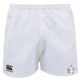 The EMB Canterbury Five Star Rugby Player's Drill Short features an elastic waistband, iconic left-leg logo, and a penguin-and-stars emblem—ideal sustainable athletic shorts for training or everyday wear.