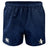 The Five Star Rugby Player's Drill Short by EMB Canterbury features an elastic waistband, Canterbury logo on the left leg, and a penguin crest on the right in navy blue.