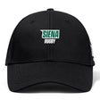 The Siena College Flexfit Drill Cap by EMB Canterbury has a flat peak and an embroidered "Siena Rugby" logo in green and white on the front.