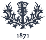 The Nations of Rugby Scotland Vintage Dad Cap by EMB S&S Activewear features a stylized embroidered thistle with leaves and "1871" below—perfect for showcasing Scottish rugby heritage in vintage style.