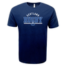 A navy blue WRS LAT Nations of Rugby Scotland Wordmark Supersoft Tee featuring "Scotland Rugby" and a small thistle graphic printed in white on the front.