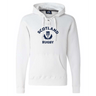 White medium-weight WRS Augusta Nations of Rugby Scotland Rugby 60/40 Pullover Hoodie featuring the text "Scotland Rugby" and a thistle logo on the front. The athletic fleece hoodie has a drawstring hood and a front pocket.
