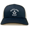 Nations of Rugby Scotland Retro Trucker Cap with rugby design by EMB Alpha Broder.