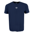 The Scotland Vintage Comfort Tee by EMB S&S Activewear is a plain navy blue shirt featuring an embroidered white laurel wreath and "1879" printed on the upper chest—a classic pick for rugby fans.