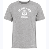 A grey Nations of Rugby Scotland Rugby Electrify Training Tee shirt with white text, from the brand WRS Augusta.