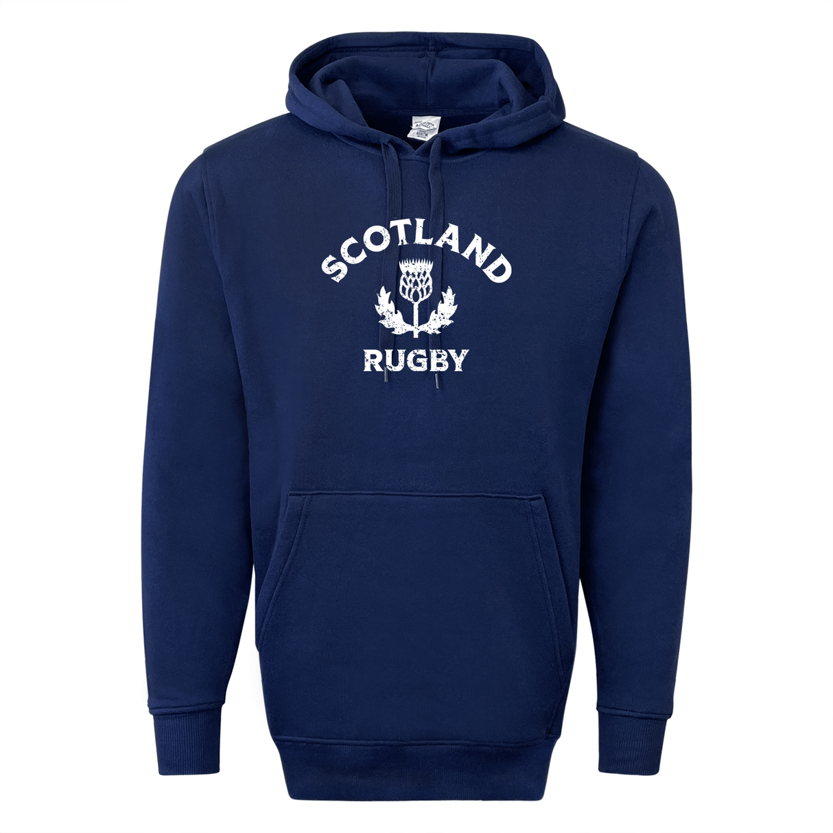A Nations of Rugby Scotland Rugby 60/40 Pullover Hoodie in blue with white text by WRS Augusta.