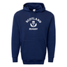A Nations of Rugby Scotland Rugby 60/40 Pullover Hoodie in blue with white text by WRS Augusta.