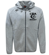 A grey CBA Rugby Tonal Embroidered Canterbury Tempo Full-Zip Hoody with the words EMB Canterbury on it, featuring moisture-wicking technology for maximum comfort during intense workouts.