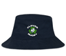 The Clover Blue Eagles Rugby Crusher Bucket Cap by EMB S&S Activewear is a navy cotton twill hat featuring a rugby ball and shamrock Clover Rugby logo on the front, combining style with sun protection.
