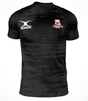 Pre-order the Alabama Rugby Alliance Gilbert Training Tee by Custom GIL AXI (closes 8/1): A black short-sleeve athletic shirt with subtle patterns, Gilbert logo on right chest, and crest on left. Please allow for production time before delivery.