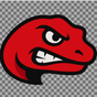 The EMB World Rugby Shop’s Angry Newts Rugby EMB Logo features a red cartoon dinosaur head with an angry expression and bared teeth, outlined in black, on a transparent background.